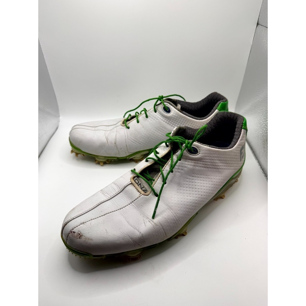FootJoy DNA 53418 Mens‎ 8.5 M Sneakers White Green Leather Spikes Golf Shoes